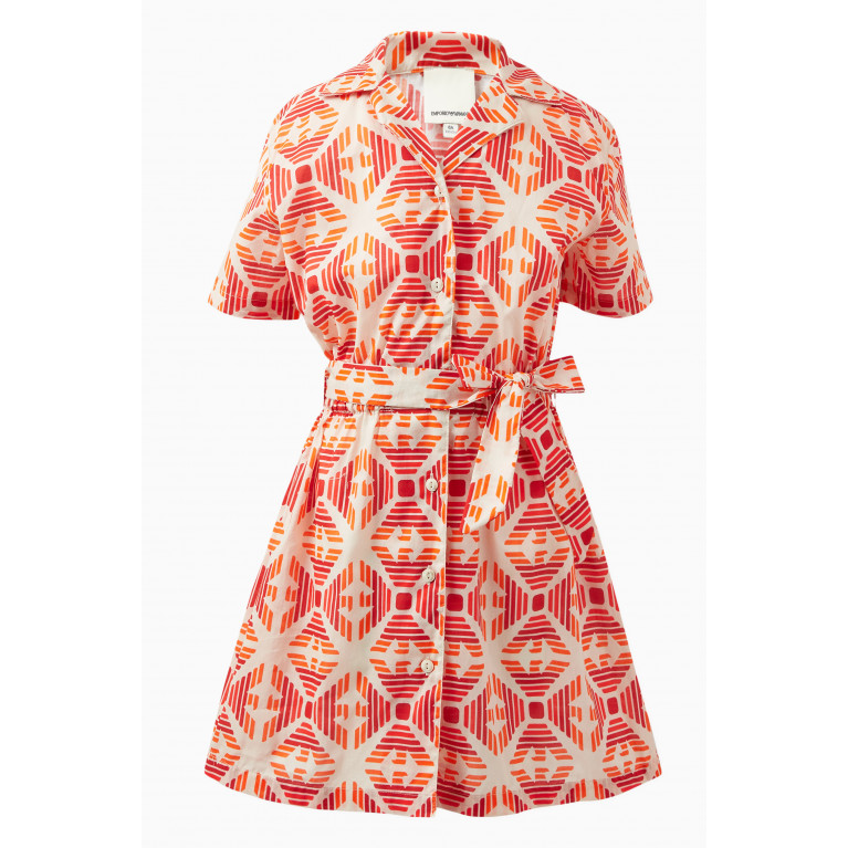 Emporio Armani - Geometric-print Collared Dress in Cotton