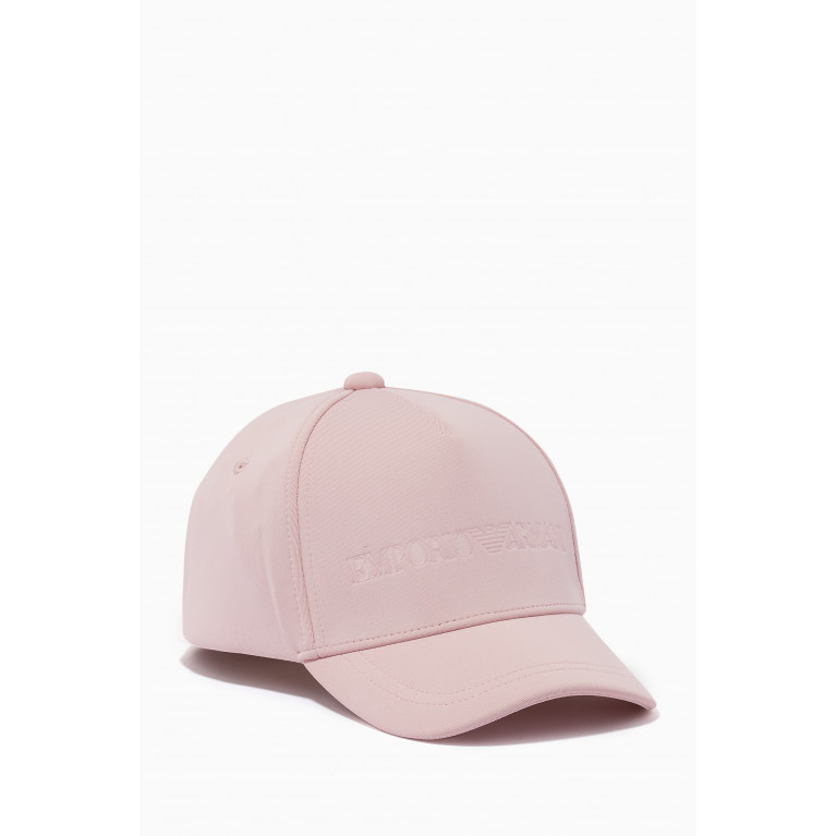 Emporio Armani - EA Embossed Logo Baseball Hat in Knit Textile Pink