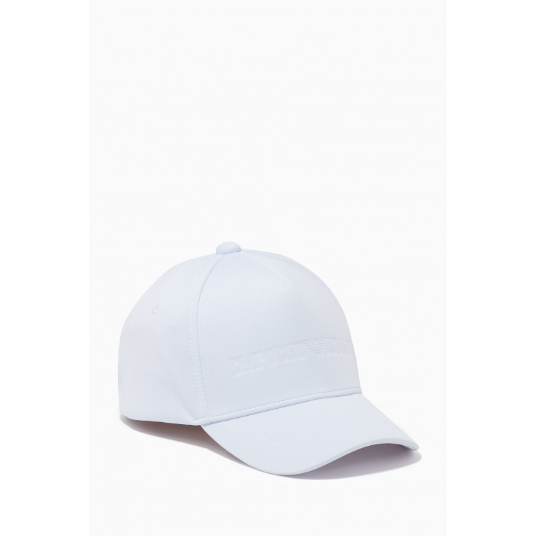 Emporio Armani - EA Embossed Logo Baseball Hat in Knit Textile White