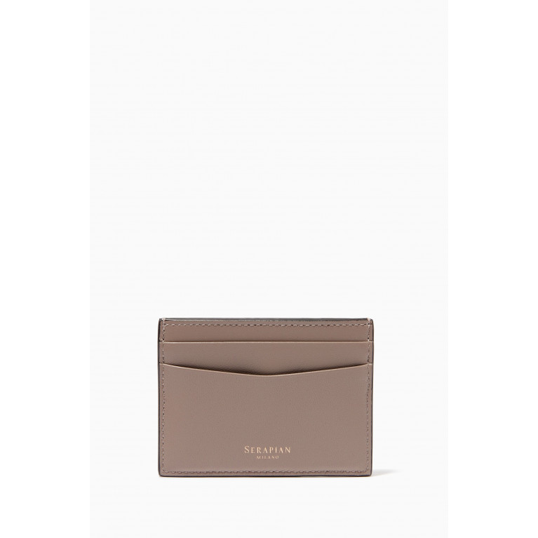 Serapian - Card Holder in Mosaico Leather Neutral