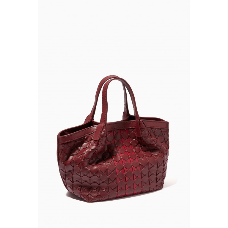 Serapian - Mini Secret Tote Bag in Mosaico Nappa Burgundy