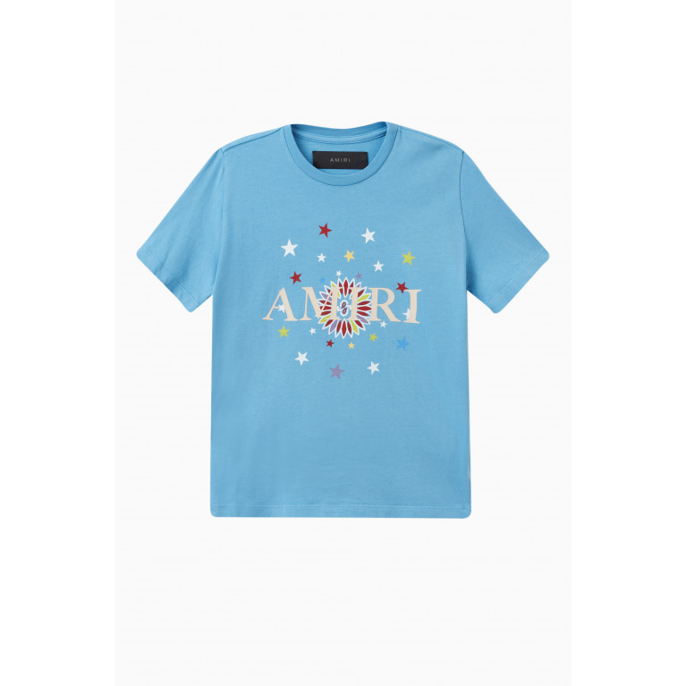 Amiri - Stars Logo T-shirt in Cotton Blue