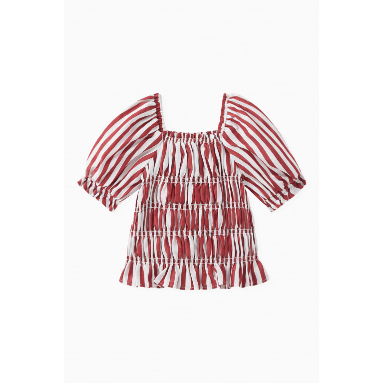 Habitual - Striped Smocked Top Red