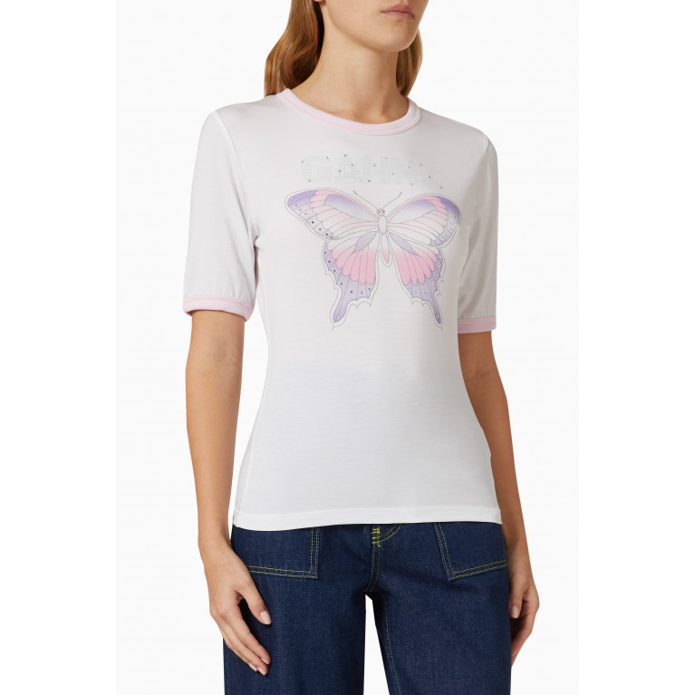 Ganni - Butterfly Print T-shirt in Stretch Jersey