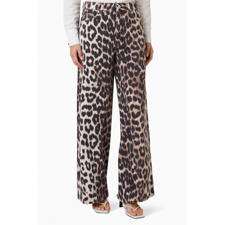 Ganni - Leopard-print Jeans in Denim