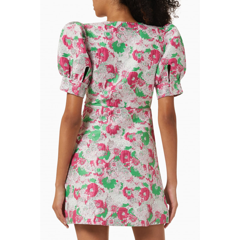 Ganni - 3D Floral-patterned Mini Dress in Recycled Jacquard