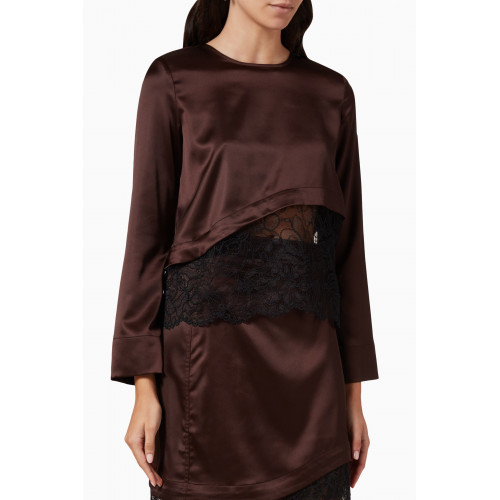 Ganni - Lace-trimmed Top in Recycled Satin