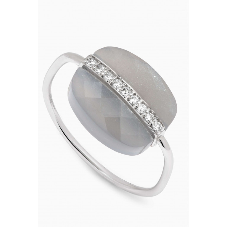 Morganne Bello - Aurore Moonstone & Diamond Ring in 18kt White Gold