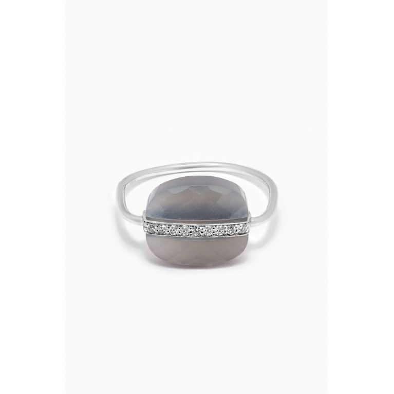 Morganne Bello - Aurore Moonstone & Diamond Ring in 18kt White Gold