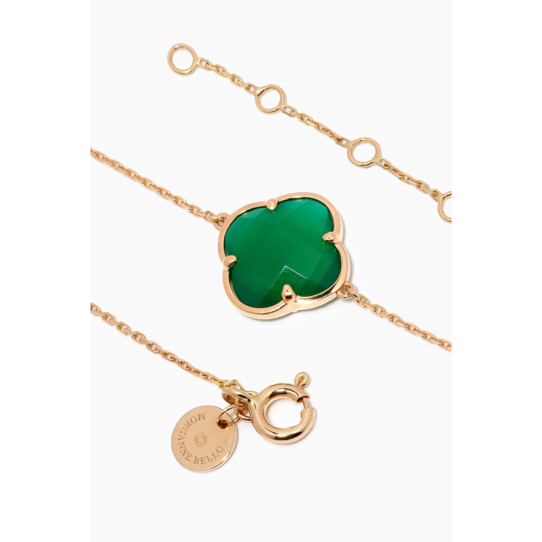 Morganne Bello - Victoria Clover Green Agate Bracelet in 18kt Gold