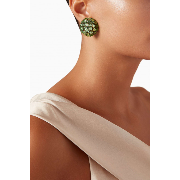 Oscar de la Renta - Cabachon Dome Earrings in Brass Green