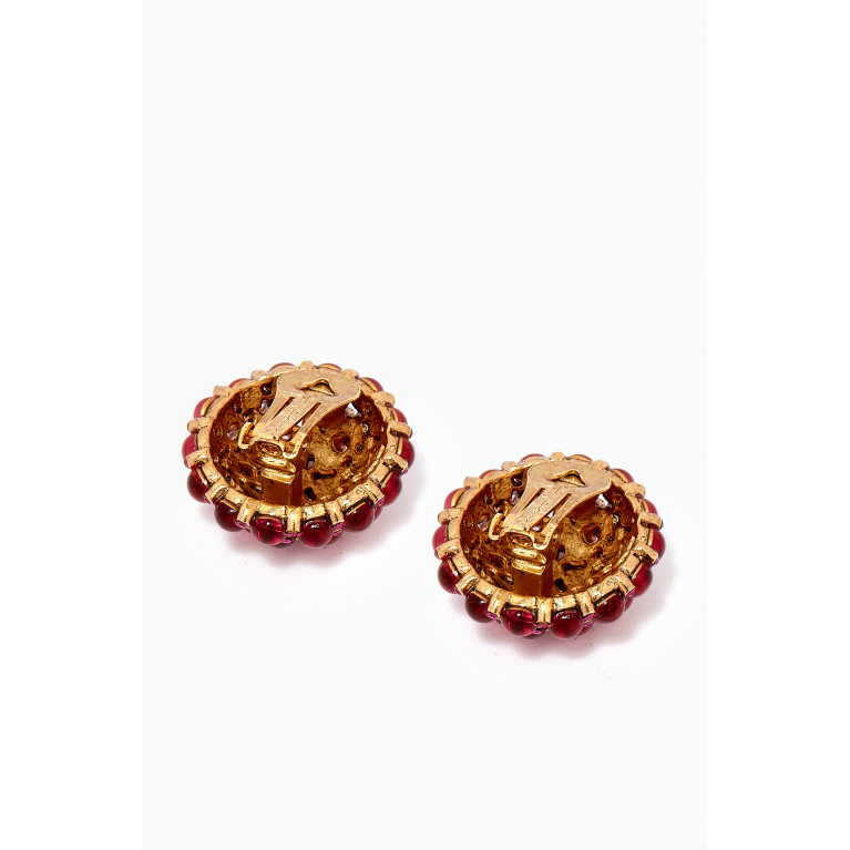 Oscar de la Renta - Cabachon Dome Earrings in Brass Pink