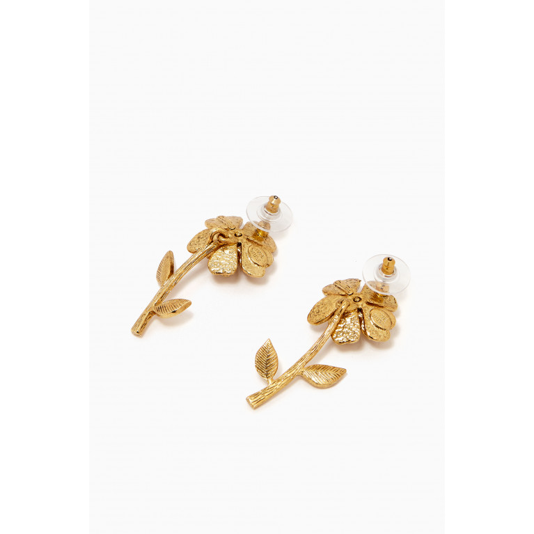Oscar de la Renta - Dancing Flower Stud Earrings in Gold-tone Brass