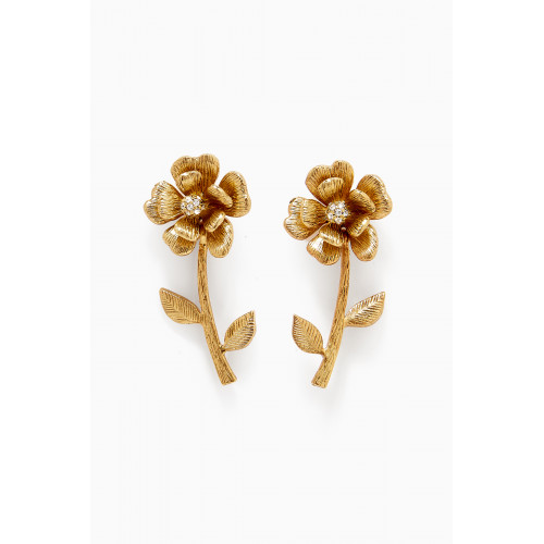 Oscar de la Renta - Dancing Flower Stud Earrings in Gold-tone Brass