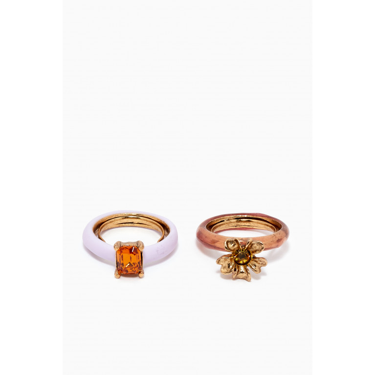 Oscar de la Renta - Stackable Flower Ring Set in Brass Multicolour