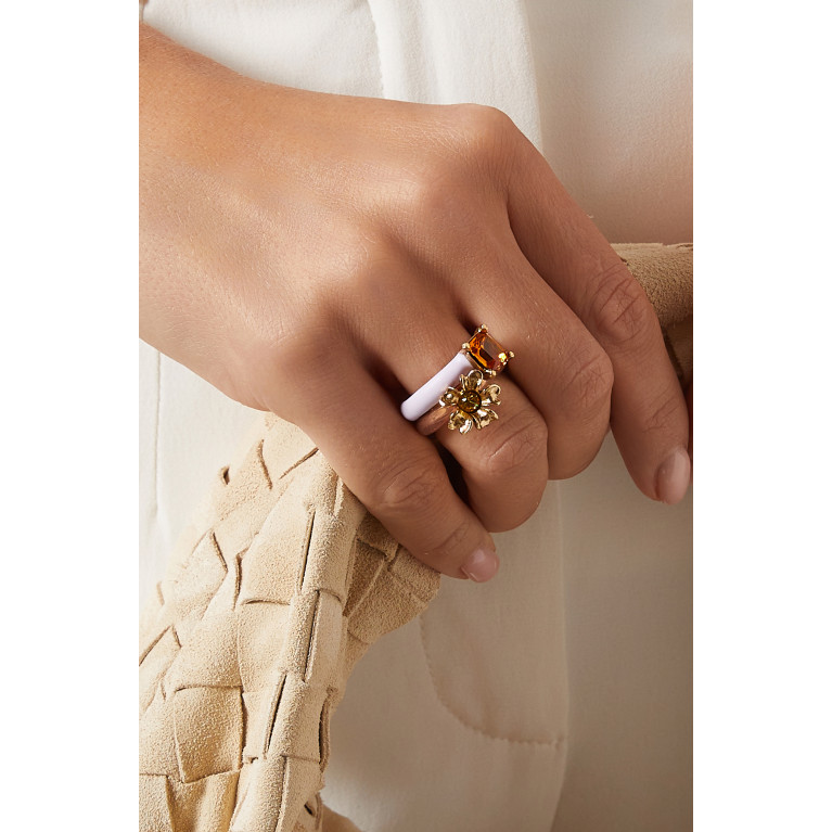 Oscar de la Renta - Stackable Flower Ring Set in Brass Multicolour