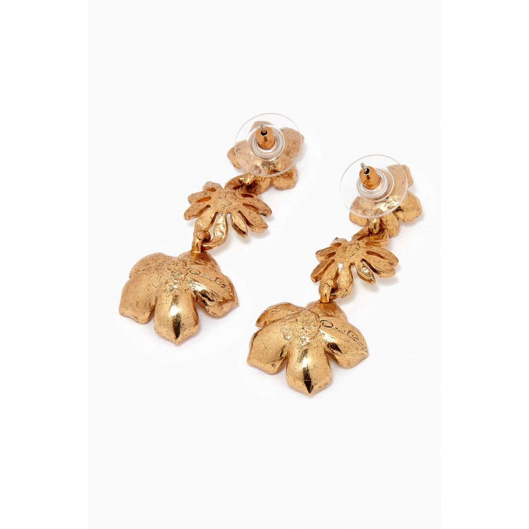 Oscar de la Renta - Flower Dangling Earrings in Enamel & Brass