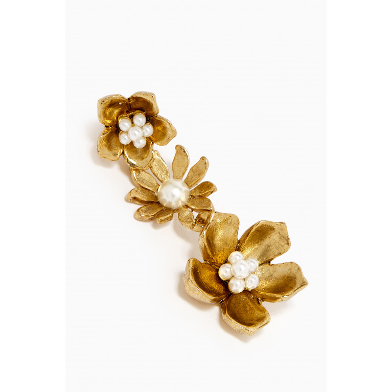 Oscar de la Renta - Carryover Dangling Flower Earrings in Brass