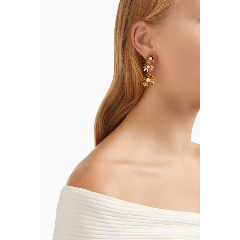 Oscar de la Renta - Carryover Dangling Flower Earrings in Brass