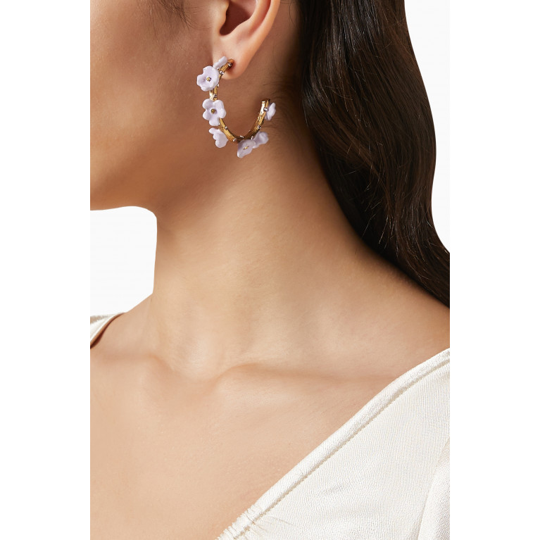 Oscar de la Renta - Flower Crystal Hoop Earrings