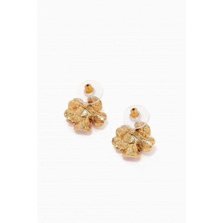 Oscar de la Renta - Flower Enamel Stud Earrings in Gold-tone Brass