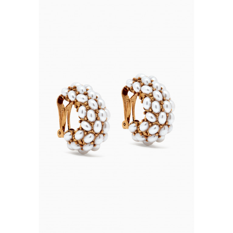 Oscar de la Renta - Pomegranate Hoop Earrings in Brass & Faux Pearls