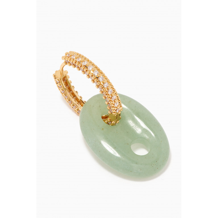 Crystal Haze - Quartz Infinity Hoop Single Earring in 18kt Gold-plated Brass Green