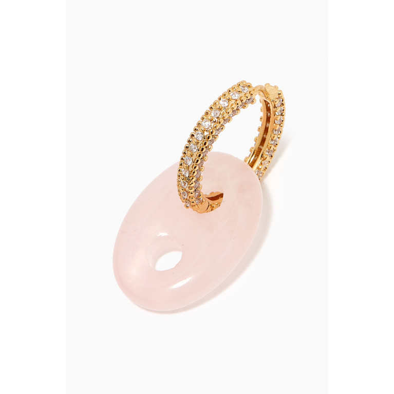 Crystal Haze - Quartz Infinity Hoop Single Earring in 18kt Gold-plated Brass Pink