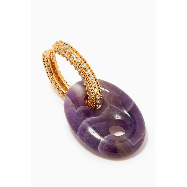 Crystal Haze - Amethyst Infinity Hoop Single Earring in 18kt Gold-plated Brass Purple