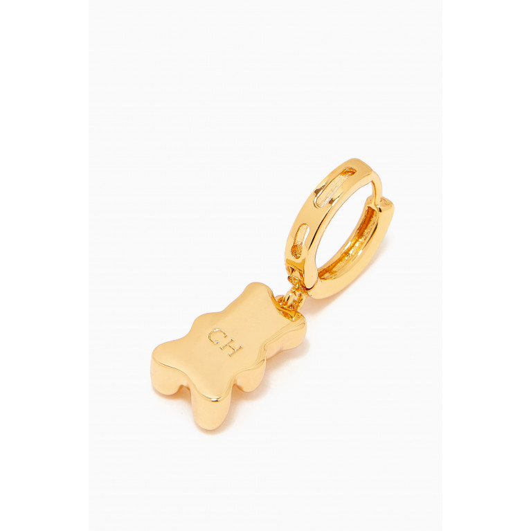Crystal Haze - Mini Nostalgia Bear Hoop Single Earring in 18kt Gold-plated Brass