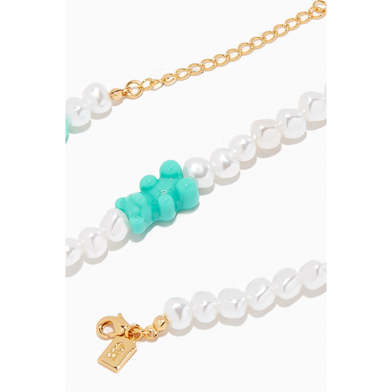 Crystal Haze - Candy Chain Charm Necklace in 18kt Gold-plated Brass Blue