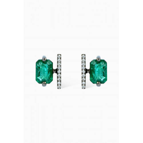 Savolinna - Linette Emerald & Diamond Studs in 18kt Gold
