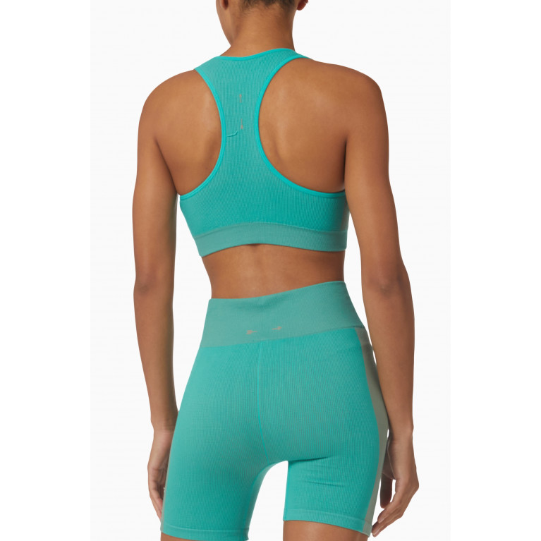 The Upside - Anna Seamless Sports Bra in Ribbed Cotton-blend Green