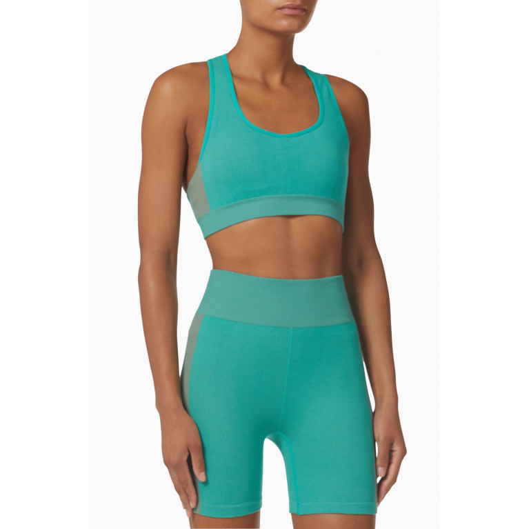 The Upside - Anna Seamless Sports Bra in Ribbed Cotton-blend Green