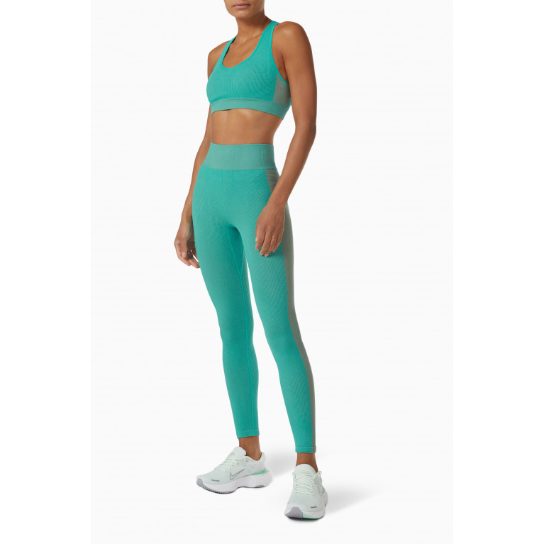 The Upside - Soft Seamless Ribbed 7/8 Leggings in Cotton-blend Green