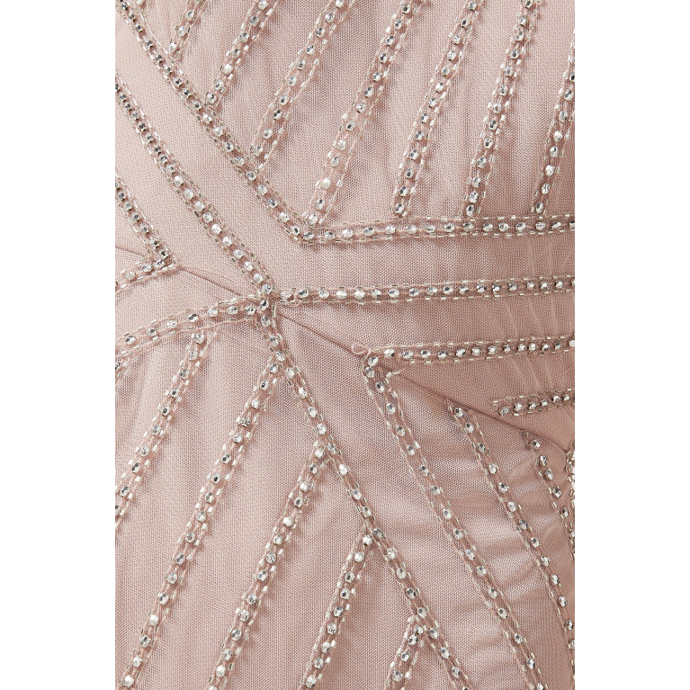 Amelia Rose - Bead-embellished Midi Dress in Tulle Pink