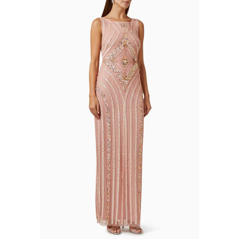 Amelia Rose - Sequin-embellished Maxi Dress in Tulle