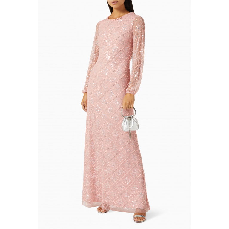 Amelia Rose - Bead-embellished Maxi Dress in Tulle