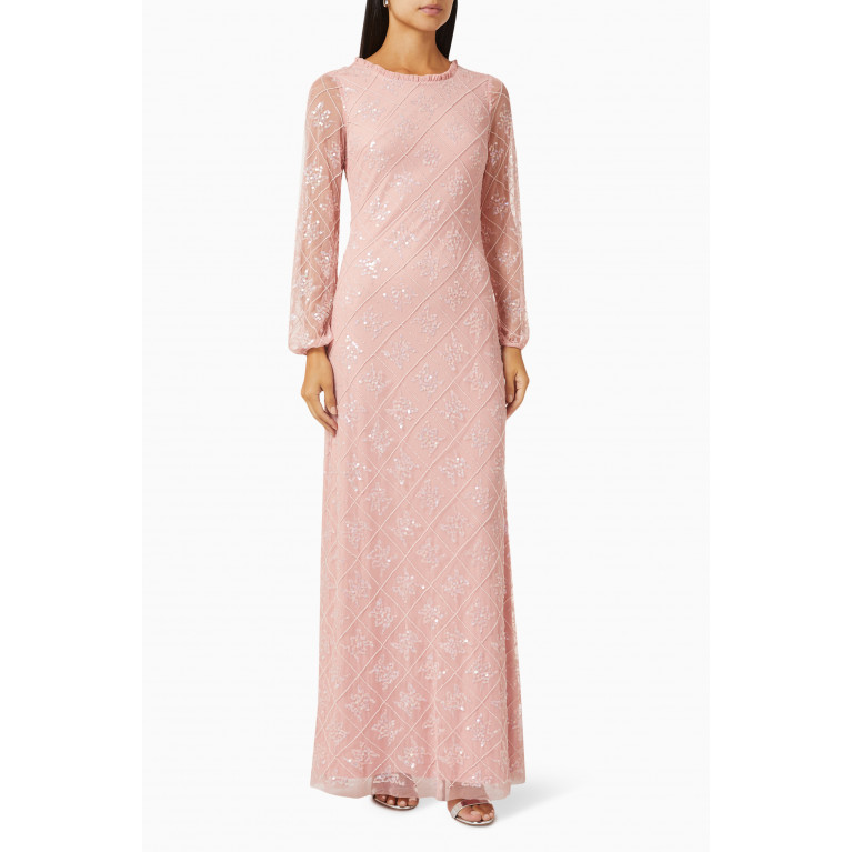 Amelia Rose - Bead-embellished Maxi Dress in Tulle