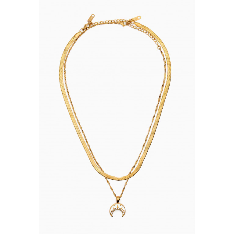 The Jewels Jar - Mina Moonbeam Pendant Chain Set in 18kt Gold-plated Stainless Steel