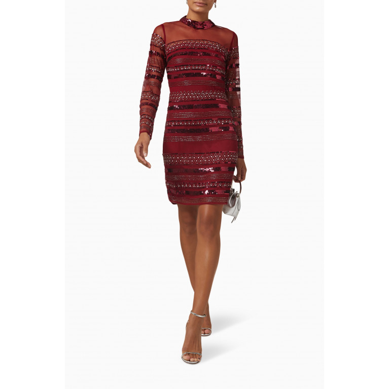 Frock&Frill - Embroidered Mini Dress in Beaded Tulle
