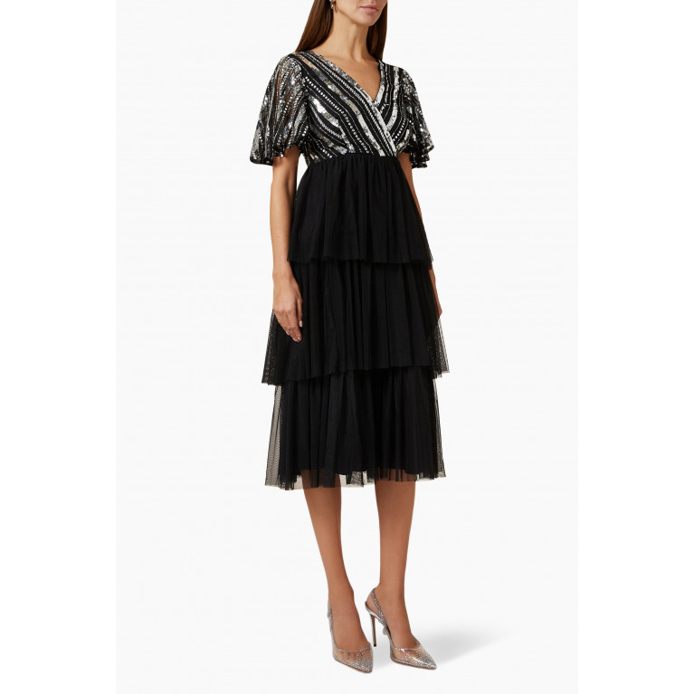 Frock&Frill - Sequined Midi Dress in Tulle