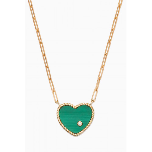 Yvonne Leon - Collier Solitaire Diamond & Malachite Necklace in 18kt Gold Green