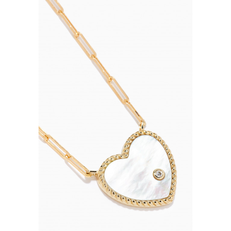 Yvonne Leon - Collier Solitaire Diamond & Mother of Pearl Necklace in 18kt Gold White