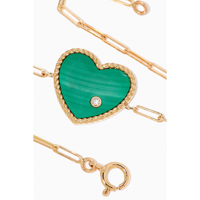 Yvonne Leon - Solitaire Diamond & Malachite Bracelet in 18kt Gold Green