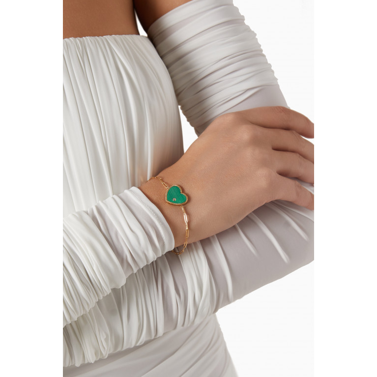 Yvonne Leon - Solitaire Diamond & Malachite Bracelet in 18kt Gold Green