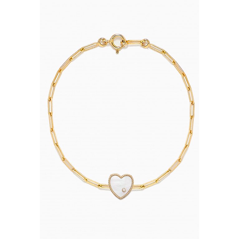 Yvonne Leon - Solitaire Diamond & Mother of Pearl Bracelet in 18kt Gold White