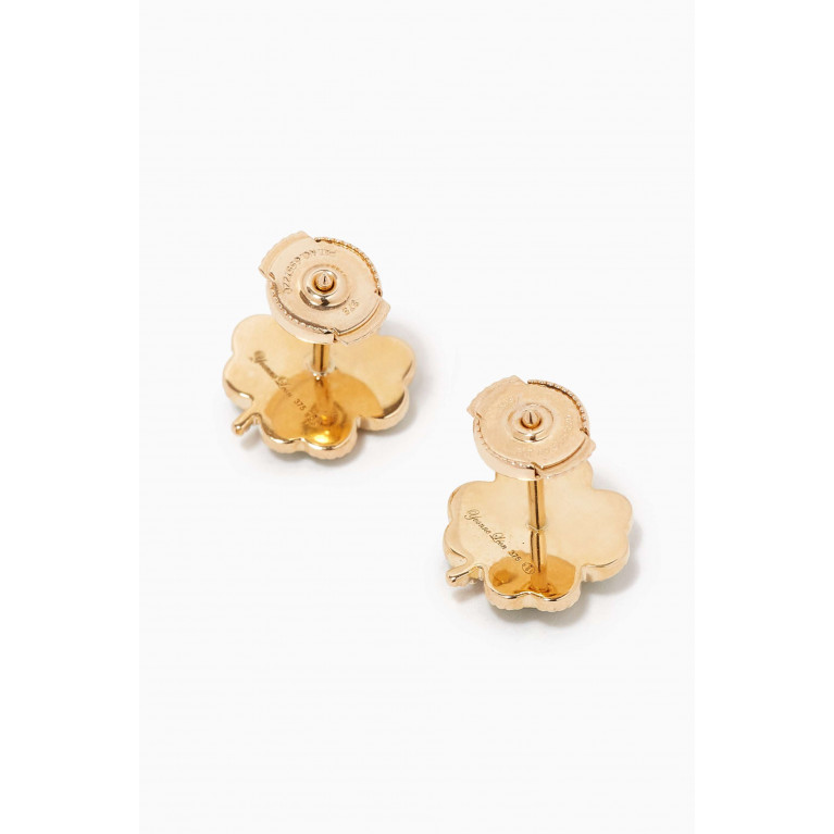 Yvonne Leon - Clover Dome Diamond Stud Earrings in 9kt Yellow Gold
