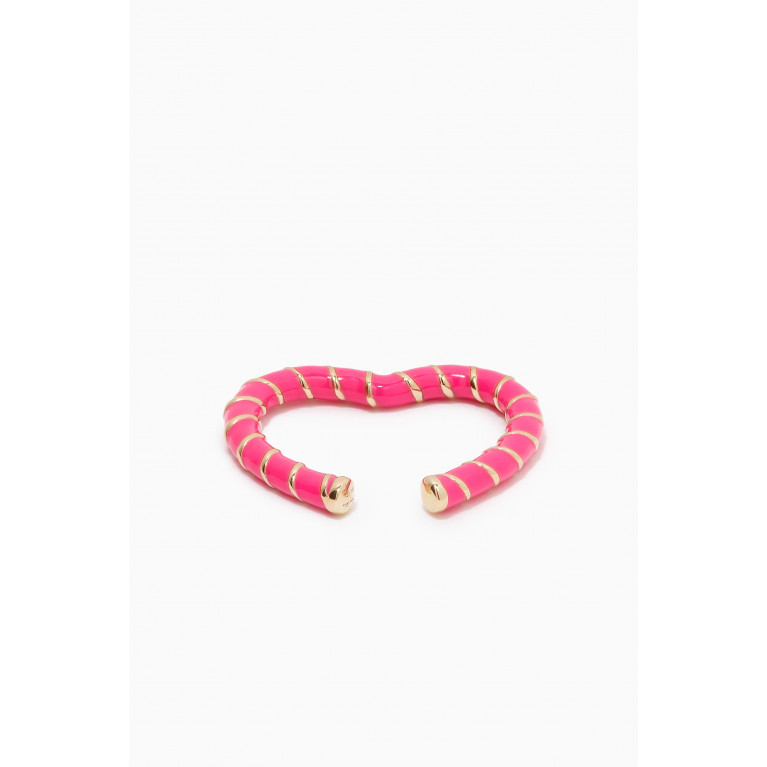 Yvonne Leon - Heart Clip Single Earring in 9kt Yellow Gold Pink