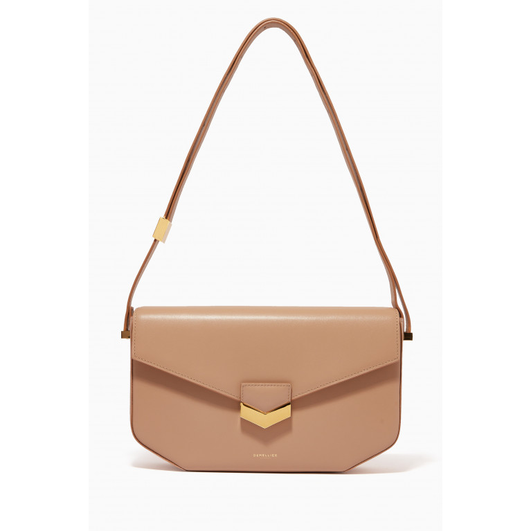 Demellier - The Midi London Crossbody Bag in Smooth Leather Neutral
